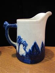 ANTIQUE PAIR OF OLD SLEEPY EYE POTTERNY STONEWARE PITCHERS 6-1/2